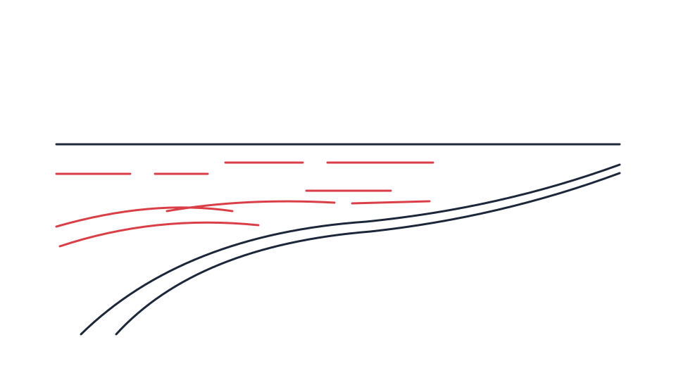 Beach drawing tutorial: a shoreline, waves and umbrella in 6 steps — step 3: Add a few shallow waves