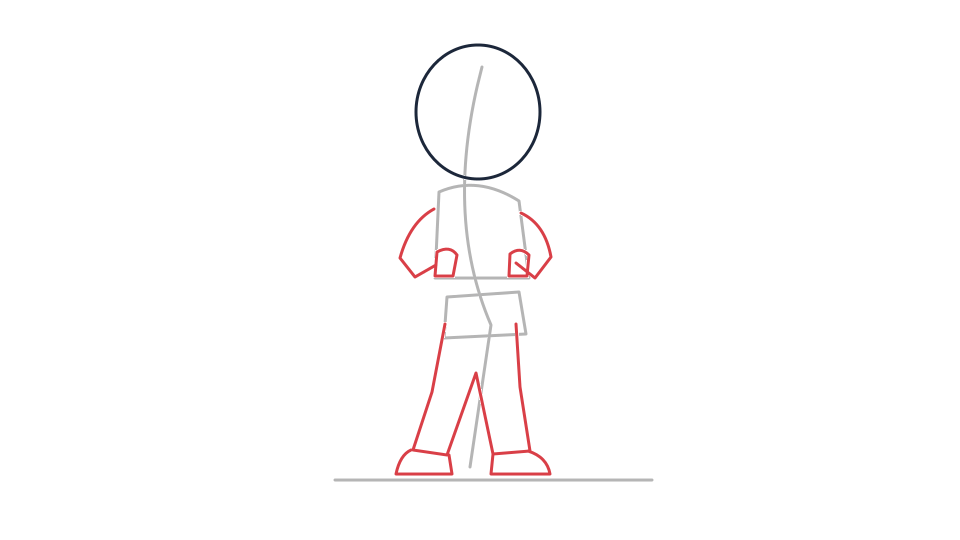Drawing character tutorial: create a simple full-body explorer — step 3: Connect limbs and test balance