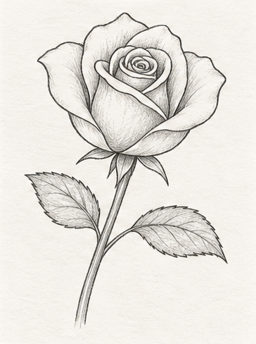How to draw a rose, step 8: Clean the outline and add soft shadows